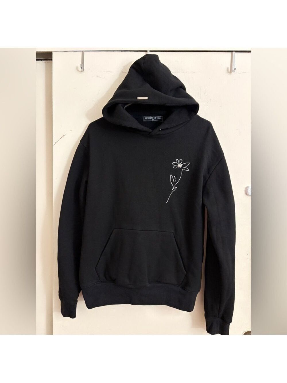 Manière De Voir RARE Womens Rose Print Black Pullover Hoodie Size M